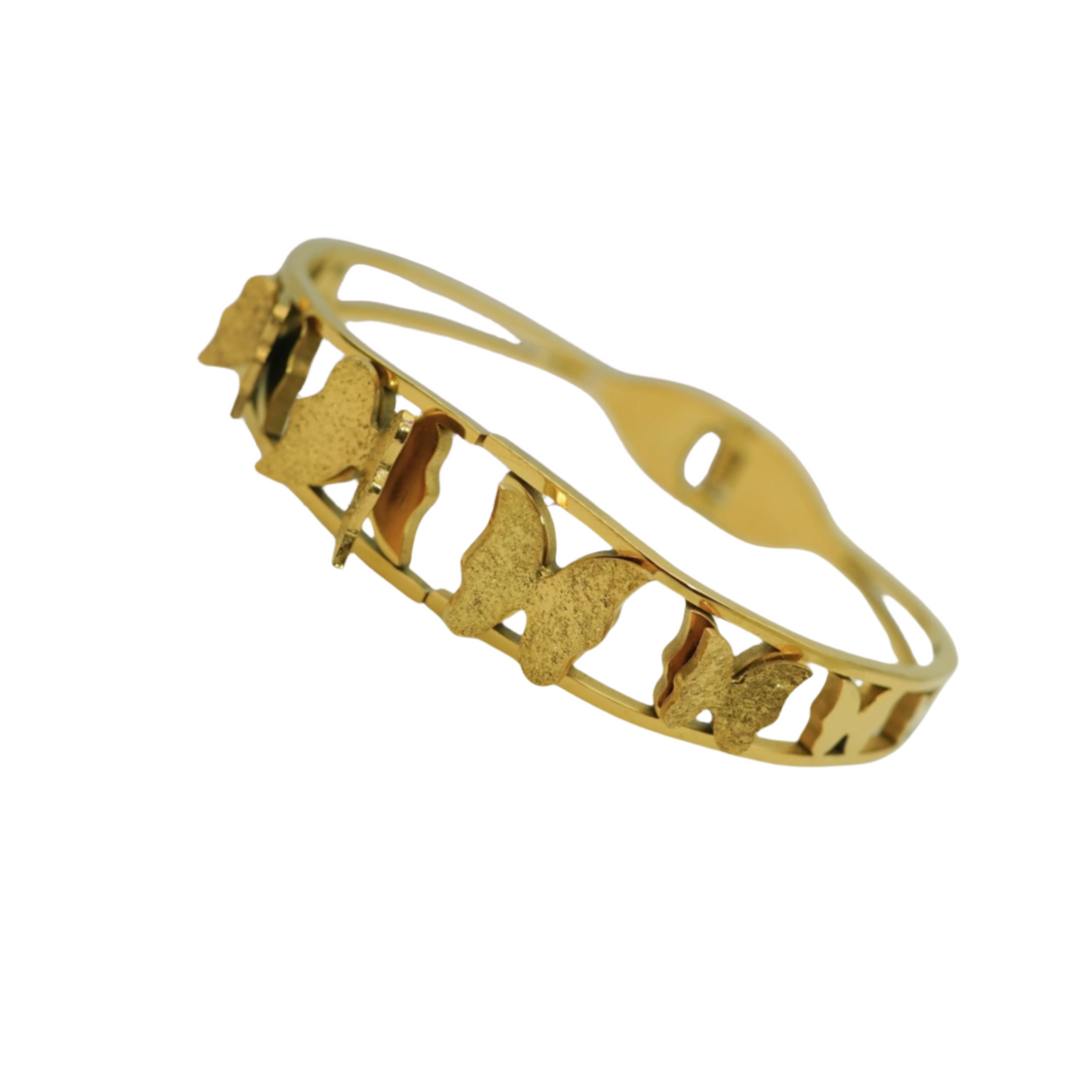 Gold Plated Anti-Tarnish Butterfly Charm Bangle-H1