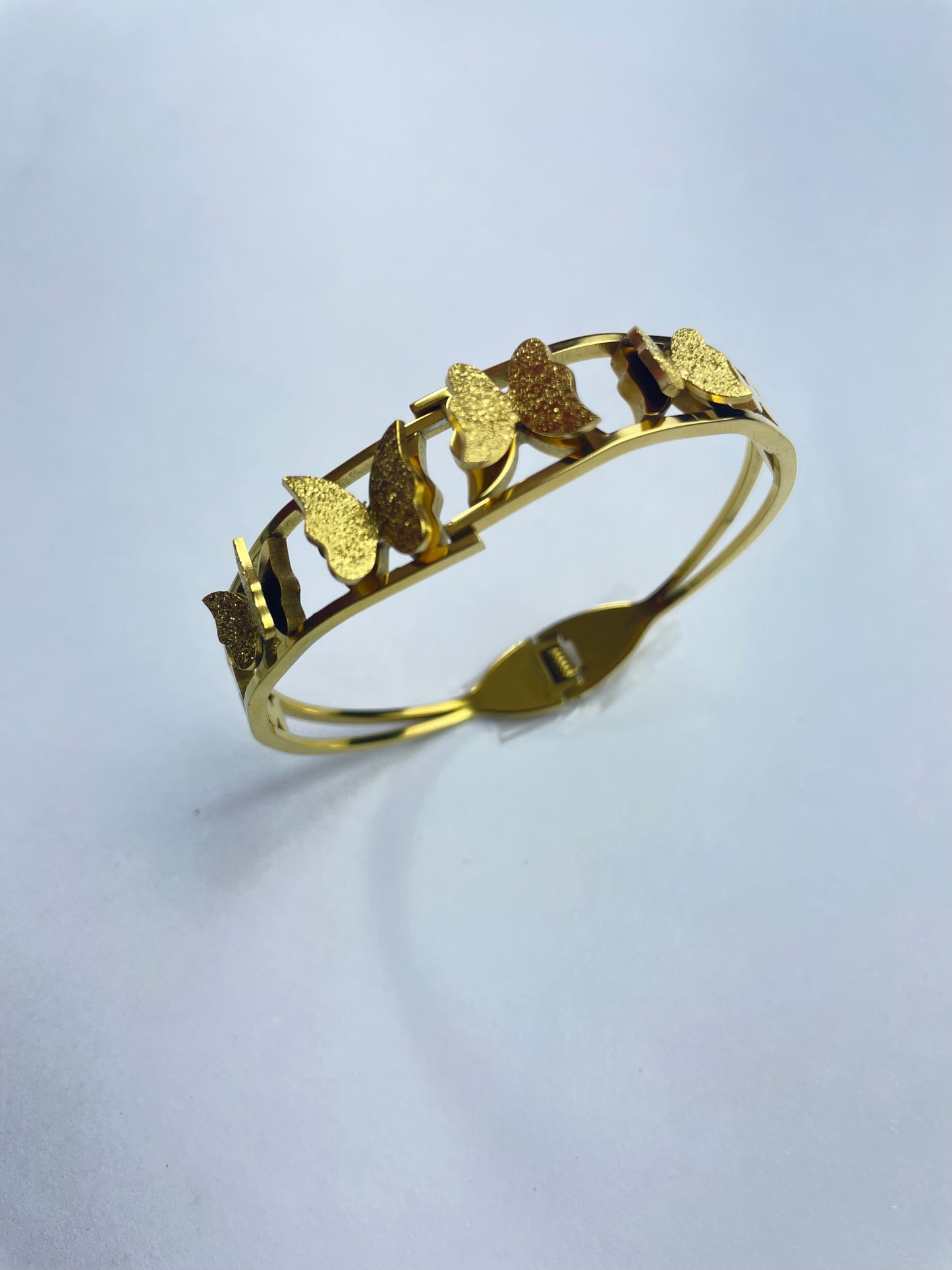 Gold Plated Anti-Tarnish Butterfly Charm Bangle-H1