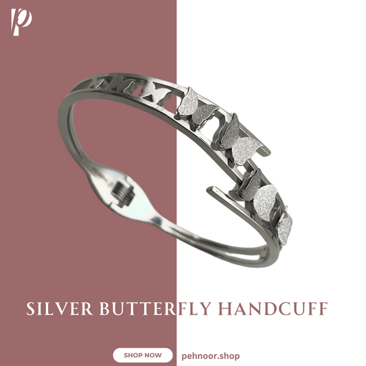 Silver Butterfly Charm Handcuff-H2